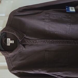 ARIZONA JEAN CO BRAND YOUNG MEN'S BROWN FRONT BUTTON DENIM SHIRT JACKET SIZE XL